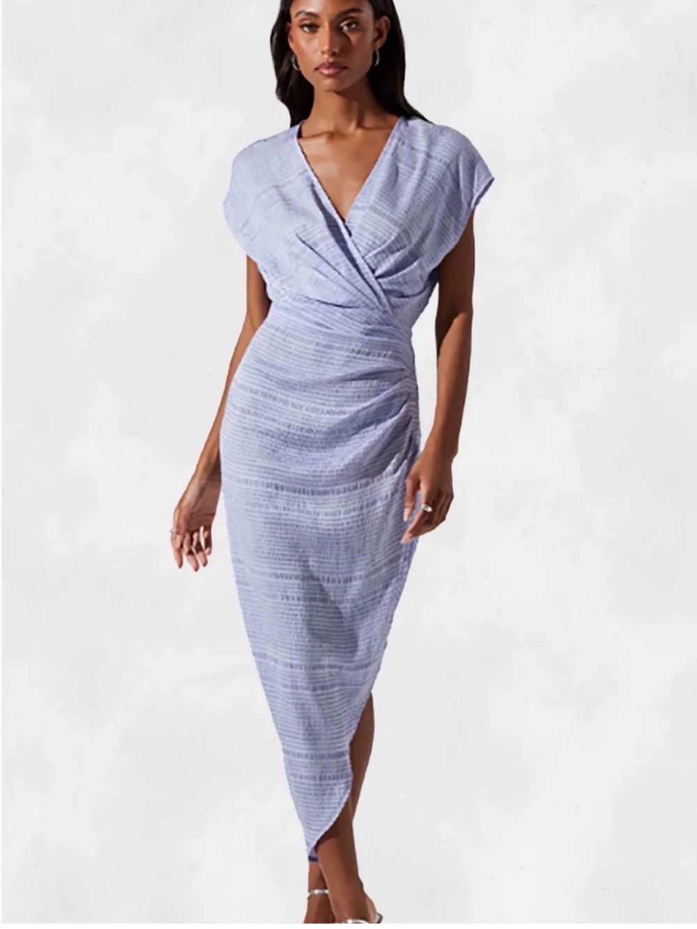 Astr Light Lavender Wrap Midi Dress Size M. Worn once.